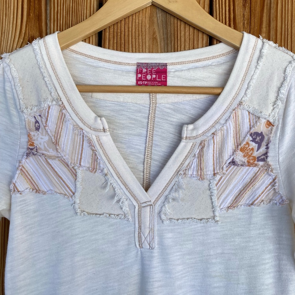 Free People Patchwork Button Cuff Henley - image 5